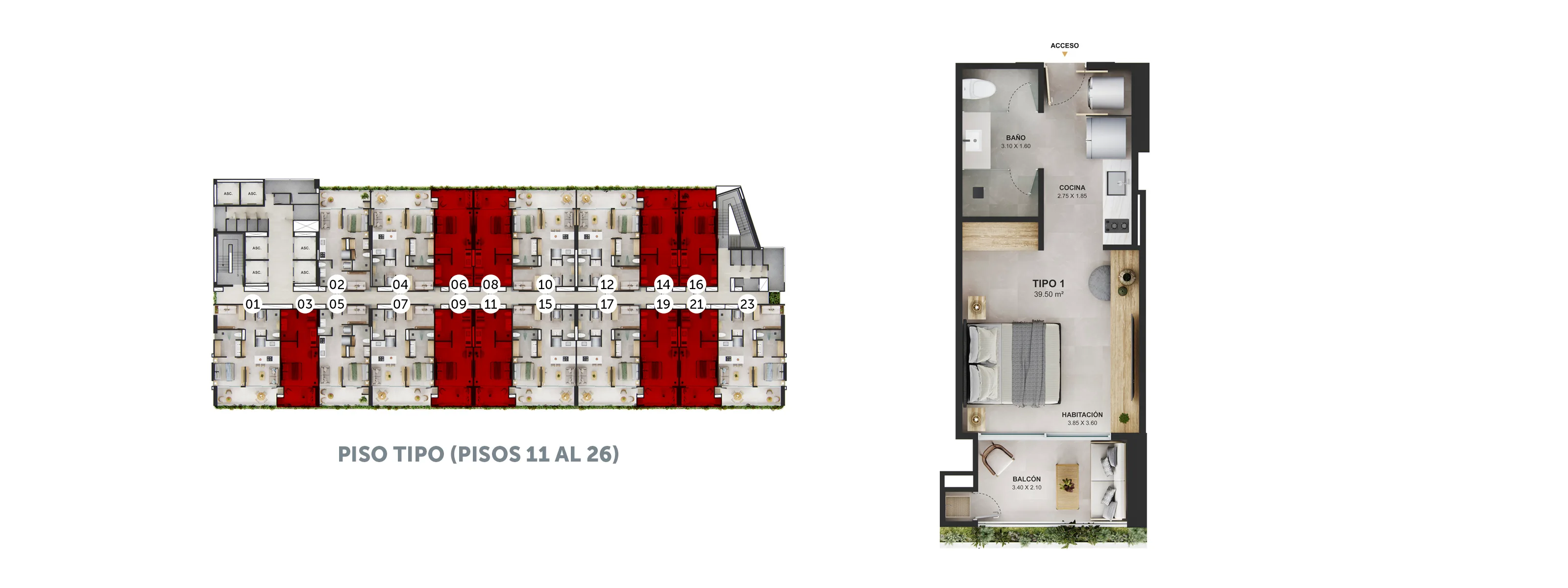Playa Santúa Torre Sierra apartamentos - Apartamento de 39.5 M2