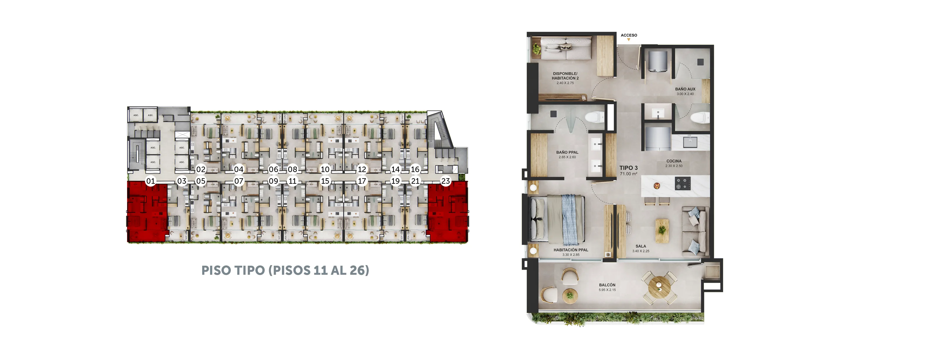 Playa Santúa Torre Sierra apartamentos - Apartamento de 71 M2